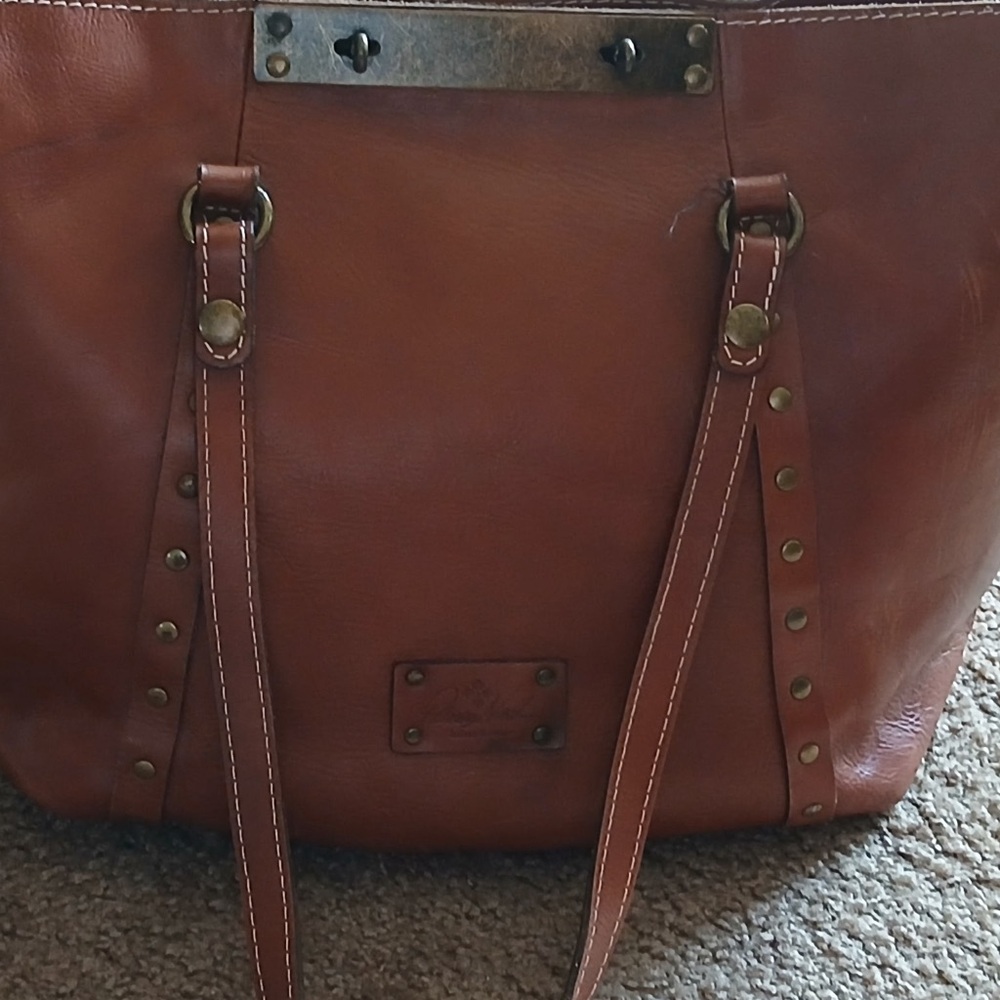 Rustic Brown Leather Tote with Brass Accents